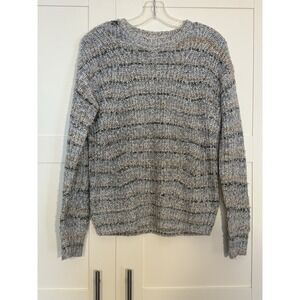 Lucky Brand Knit Crochet Sweater Top Size Large Cream Long Sleeve Feminine Boho